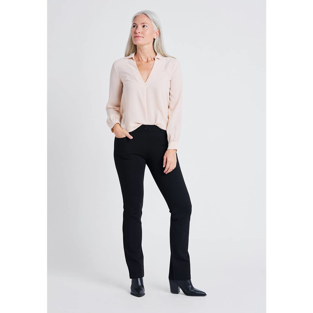 Straight-Leg | 7-Pocket Dress Pant Yoga Pants (Black) | Betabrand